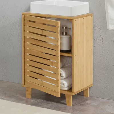 Produktbild von Waschbeckenunterschrank 'Iveland' aus Bambus 60x40x30cm