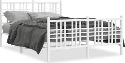 Produktbild von Möbel Bettgestell mit Kopf- und Fußteil Metall Weiß 120x200 cm - Klassische Betten 376389