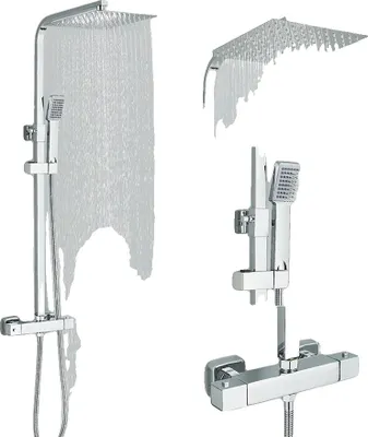 Immagine prodotto di Set di miscelatori per doccia, comando termostatico, design a doppia maniglia, cromato