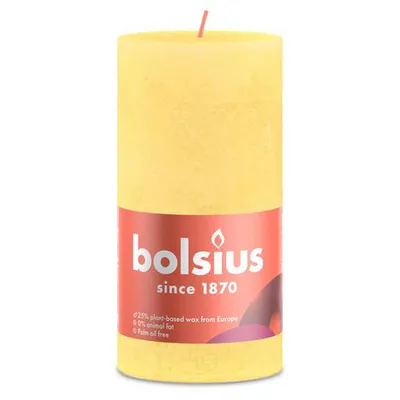 Obrázok produktu pre Bolsius Rustik stĺpová sviečka slnečná žltá 130/68mm