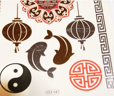 Produktbild von Temporäre Tattoos - Zen - Vergoldung und Rot