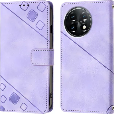 Produktbild von Hülle für OnePlus 11 Prägung Flip Leder Brieftasche Schutzhülle mit Ständer Lila