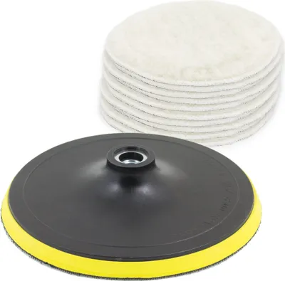 Produktbild von Bituxx 180mm Klett Poliertelleraufsatz inkl. 10 Wollpads Gelb MS-16079