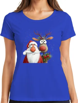 Produktbild von Weihnachtsmann Rudolph rote Nase niedlich Weihnachten Geschenk Damen T-Shirt, Blau, 3XL