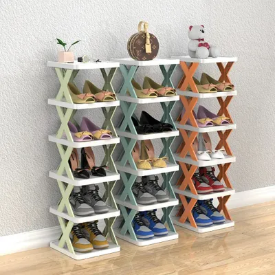 Produktbild von 360Home Einfaches Schuhregal abnehmbar Blau 6 Ebenen