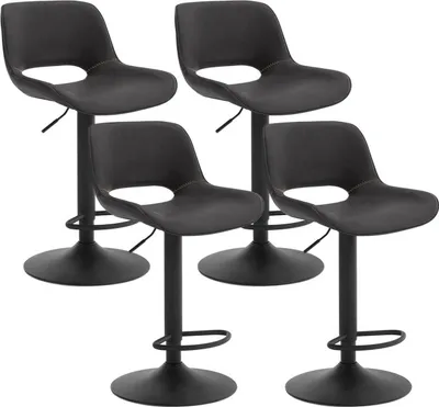 Produktbild von WOLTU 4×Barhocker höhenverstellbar, Kunstleder, Drehhocker aus Metall, Anthrazit