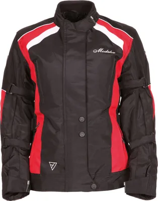 Produktbild von Modeka Janika Damen Motorrad Textiljacke, schwarz/rot, 34