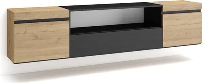 Immagine prodotto di COZY Mobile TV Soggiorno, 200x35x45cm, Per TV fino a 80, da appendere, Rovere e Nero