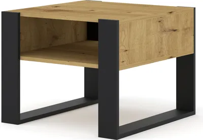 Produktbild von Couchtisch MONDI 60 x 60 cm Quadrat Kaffeetisch mit Regal Artisan Eiche / Schwarz