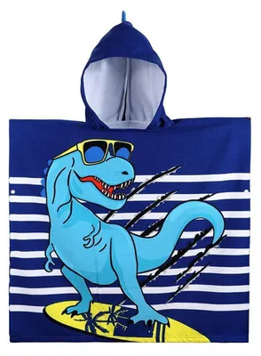 Immagine prodotto di Accappatoio per bambini con cappuccio, motivo dinosauro, 150x75 cm