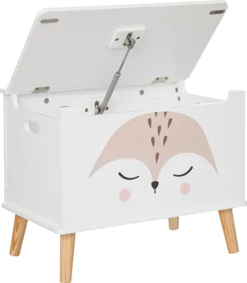 Image de Coffre d'enfant "Fox", bois et pin, blanc, 53x54,5 cm