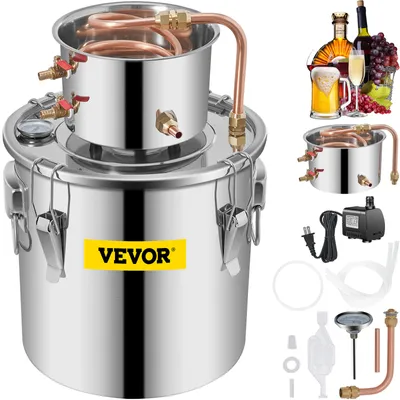 Productafbeelding van VEVOR Alcohol destilleerapparaat, destillatie-installatie, 11,4 liter, voor thuisgebruik, wijnproductie, met pomp