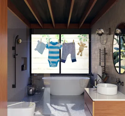 Imagen del producto de Tendedero extensible, con cable de acero ajustable, de 2,8 metros, para uso en interiores y exteriores