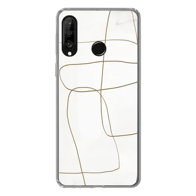 Produktbild von MuchoWow® Handyhülle Schutzhülle Hülle für Huawei P30 Lite Kunst - Braun - Weiß - Abstrakt Silikon Softcase Handy Hülle - Handyhülle
