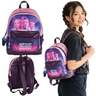 Produktbild von K-Pop Demon Hunters Jugendrucksack aus Kunstleder, geräumiger Stadtrucksack, 28 × 11 × 22 cm