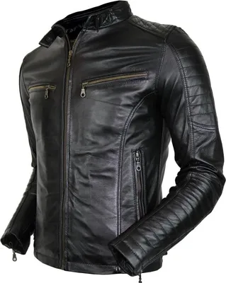 Produktbild von Herren Bikerjacke aus echtem Leder gesteppte Schultern Vintage style Steppjacke(S)