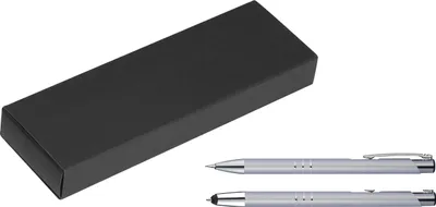 Produktbild von Metall Schreibset / Touchpen Kugelschreiber + Druckbleistift / Farbe: silber