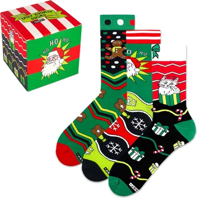 Immagine prodotto di Calzini natalizi ZOOKSY per donna e uomo, calzini natalizi UGLY - CHRISTMAS BOX, taglie 41-46