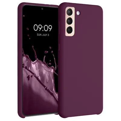 Image de kwmobile Housse compatible avec Samsung Galaxy S21 Plus Housse - Silicone Handy Case - Housse de téléphone portable surface souple - chargement sans fil - Bordeaux Violet