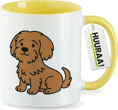 Produktbild von Huuraa Kaffeetasse Havaneser Havi Comic 330ml Gelb Keramik Kaffeebecher Geschenkidee