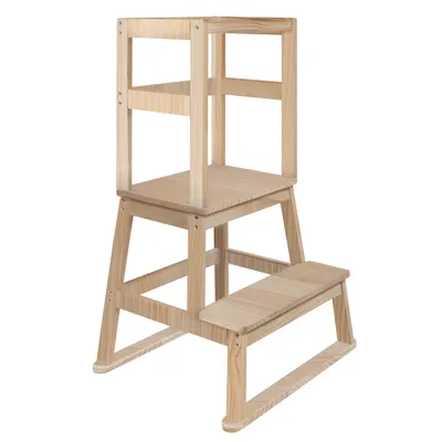 Image de BOMI® Tour d’apprentissage pour bébé et tout-petits – Marchepied enfant en bois – Tabouret enfant pour cuisine et salle de bain – Meuble Montessori