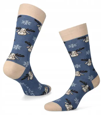 Produktbild von Lancerto Weihnachtssocken Blau Rentier Schneeflocken Größe 44/46