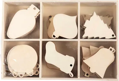 Produktbild von Creativ Company Holz-Weihnachtsschmuck Set 90 Stück 4-5 cm Dekoration