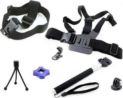 Zdjęcie produktu dla Zestaw MONOPOD / HEAD STRAP / CHEST MOUNT do GoPro HERO 5 4 3+ 3 + 2 1 / SJCAM / Xiaomi / Xiaoyi