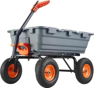 Obrázek produktu pro Zahradní sklápěcí vozík, rychloupínací sklápěcí mechanismus, nosnost 800 liber, šedý