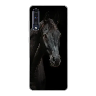 Produktbild von MuchoWow® Handyhülle Schutzhülle Hülle für Samsung Galaxy A30s Pferd - Nutztier - Schwarz Silikon Softcase Handy Hülle - Karteninhaber