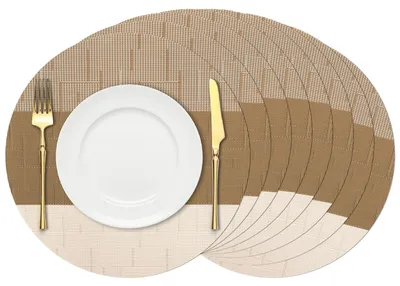 PVC Platzsets rund 8er Set, abwaschbar, 38 cm