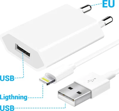 Zdjęcie produktu dla Avizar, zasilacz USB z kablem do ładowania urządzeń Apple iPhone / iPad / iPod, kolor biały