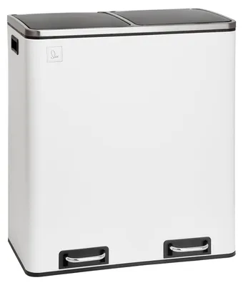 Productafbeelding van 60 liter pedaalemmer, afvalbak met scheidingssysteem voor een opgeruimde keuken, wit