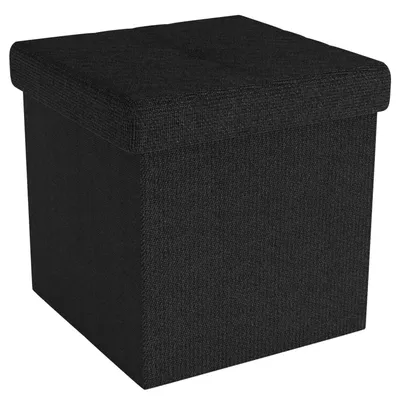 Produktbild von Intirilife Faltbare Sitzhocker 30x30x30 cm in PIANO SCHWARZ - Sitzwürfel mit Stauraum und Deckel aus Stoff mit Mulden - Sitzcube Fußablage Aufbewahrungsbox Truhe Sitzhocker