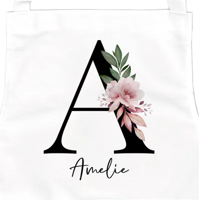 Produktbild von personalisierte Kinderschürze mit Namen und Anfangsbuchstabe Monogramm Kochschürze/Backschürze Mädchen SpecialMe weiß 6-10 Jahre