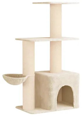 Immagine prodotto di Albero per gatti con pali in sisal, colore crema, altezza 133 cm