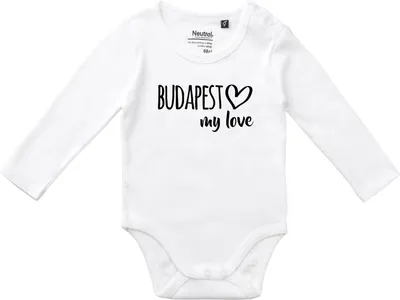 Produktbild von Huuraa Baby Body Budapest my love 74 White  Baumwolle Fairtrade Langarmbody Geschenkidee