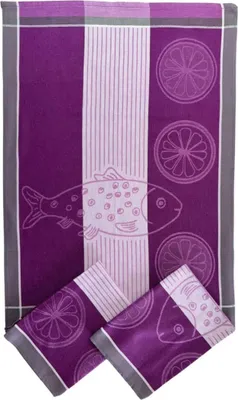 Obrázok produktu pre Extra savá utierka 50x70 cm Ryba s citrónom fialová 3 ks