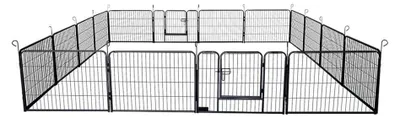 Produktbild von HOME DELUXE - Welpenauslauf BARKI - 80 x 60 cm, 16-Teilig, Farbe: Schwarz, inkl. Türverriegelung, abgerundete Ecken und Kanten I Welpenspielplatz Welpenfreilauf