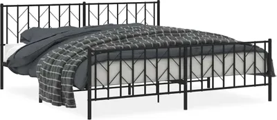 Produktbild von vidaXL Bettgestell mit Kopf- und Fußteil Metall Schwarz 193x203 cm