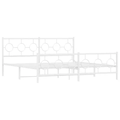 Zdjęcie produktu dla vidaXL Rama łóżka z wezgłowiem i podnóżkiem metalowa biała 183x213 cm