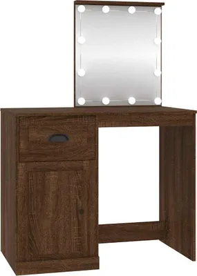 Obrázok produktu pre vidaXL Toaletný stolík s LED diódami Hnedý dub 90x50x132,5 cm Materiál dreva