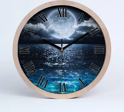 Produktbild von Holzuhr 25fi cm wanduhr - schwarze Spitzen - Vollmond