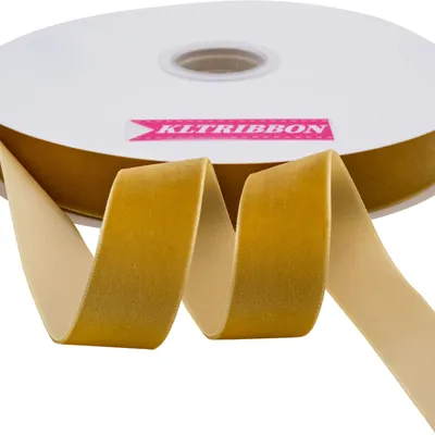 Nylon Fluwelen Band, 1 Zoll x 25 m, Gold, Einzelseitig