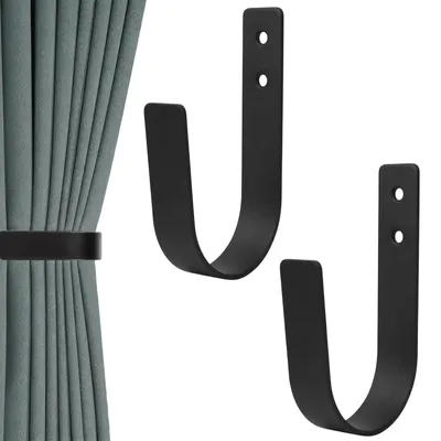 Imagen del producto de Soportes para cortinas en forma de U, de metal macizo, para 2 unidades