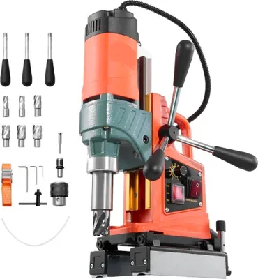 Produktbild von Magnetbohrmaschine 1400W, 50mm Bohrdurchmesser, umkehrbare Richtung - Elektrische Kernbohrmaschine mit 6 Kernbohrern für Metall - Industrie- und Heimwerkerwerkzeug Orange
