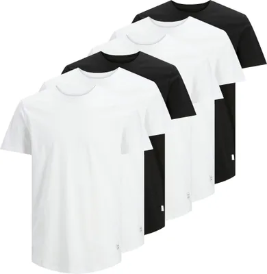 Produktbild von JACK&JONES Herren T-Shirt, 6er Pack - JJENOA TEE 6PK, Kurzarm, Baumwolle, einfarbig Weiß/Schwarz L