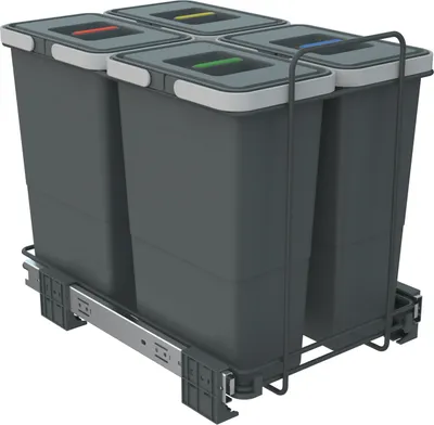 Produktbild von ECOFIL Abfallsammler 8+8+8+8L mit Deckel; vollausziebar; Bodenmontage ab Korpusbreite 40cm