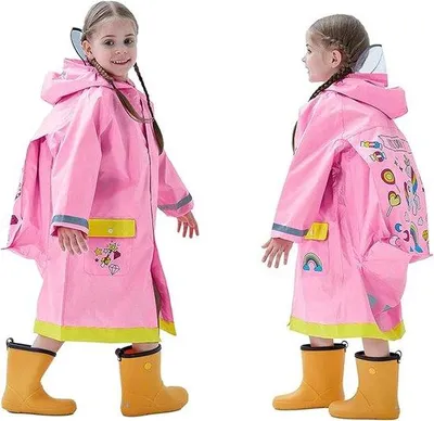 Productafbeelding van Famanu regenponcho voor kinderen, waterdicht, uit één stuk, met capuchon, geschikt voor kinderen van 3-12 jaar, lichtgewicht, ideaal voor school en buitenshuis