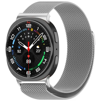 Produktbild von FFO2World Luxus-Milanaise-Armband für Samsung Galaxy Watch 8 / 8 Classic (40/44/46 mm) – Edelstahl-Uhrenarmband – Silber